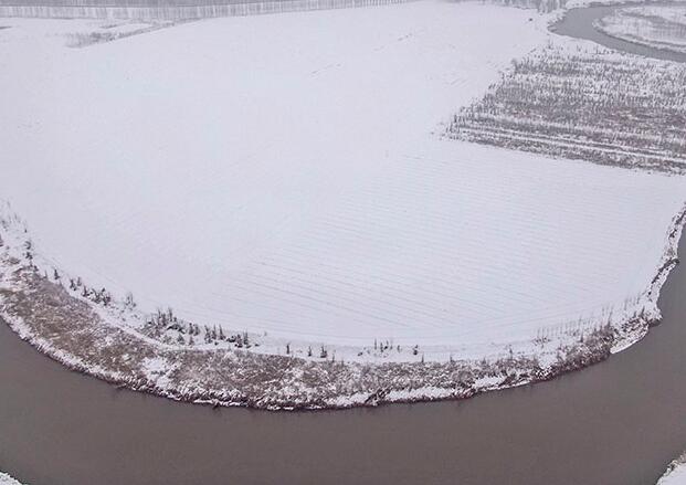 空中俯瞰汾河雪后美景如畫(huà)